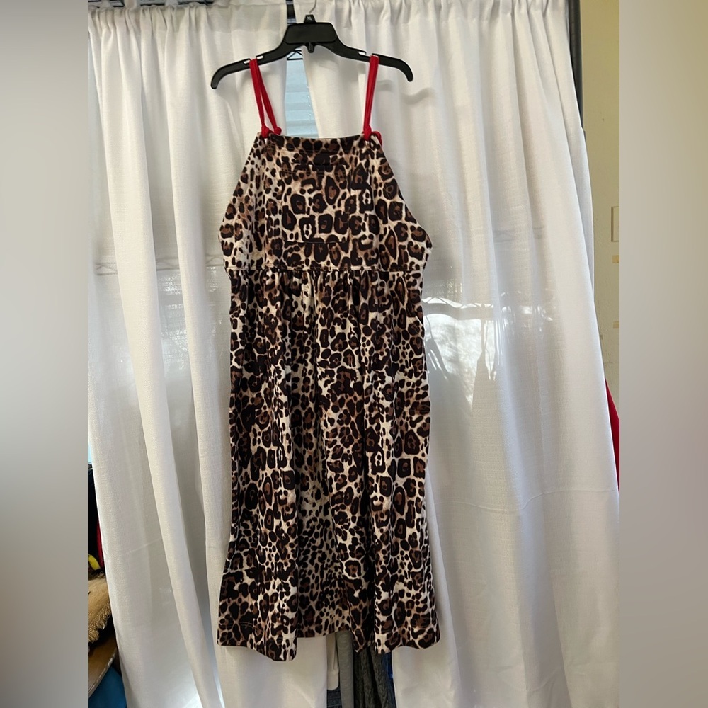 DAVI & DANI Animal Print Overall Dress